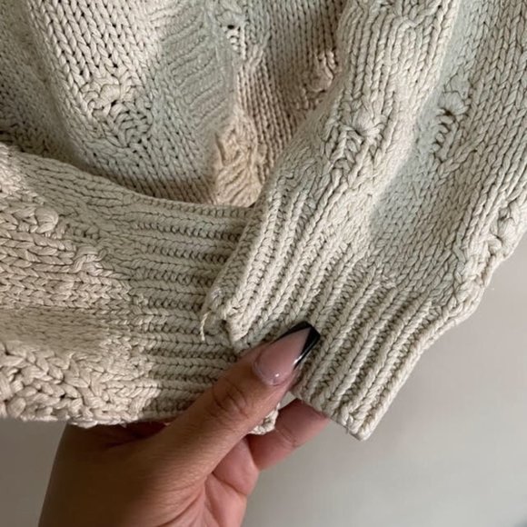 Lady Footlocker Casuals Cream Hand Knit 100% Silk Button Up Cardigan Sz L - Picture 7 of 16